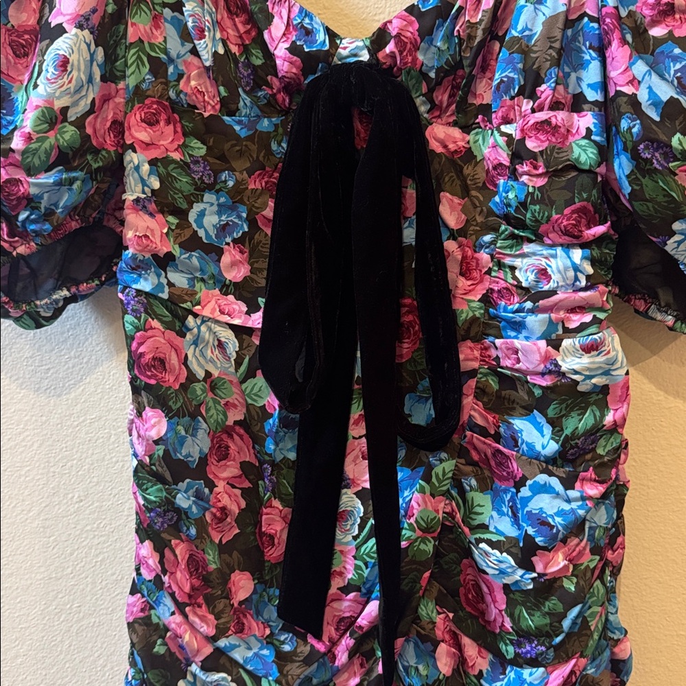 NWT Small For Love And Lemons Black Floral Marlei Mini Dress! - Picture 4 of 16